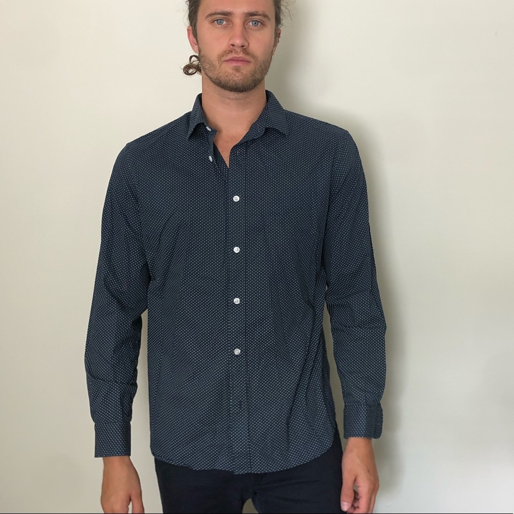 Large polka dot button down
